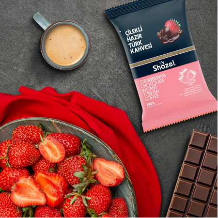 Shazel Çilek Aromalı Hazır Türk Kahvesi 100 Gr X 6 Adet