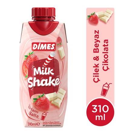 Dimes Milkshake Vanilya Ve Beyaz Çikolata Aromalı Çilekli 310 Ml X 12 Adet