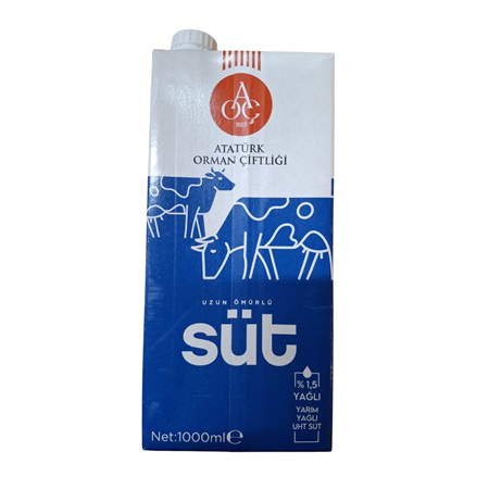 Atatürk Orman Çiftliği %1,5 Yarım Yağlı Süt 1 Lt X 6 Adet