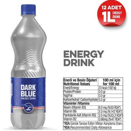 Dark Blue Enerji İçeceği 1 Lt X 6 Adet