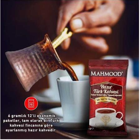 Mahmood Hazır Türk Kahvesi Sade 6 Gr X 12 Adet
