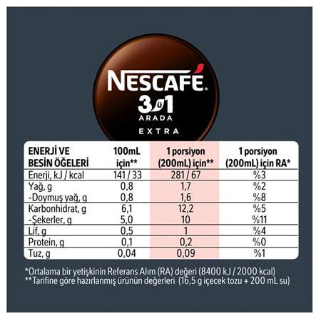Nescafe 3Ü1 Arada Extra Kahve 16,5 Gr X 10 Adet