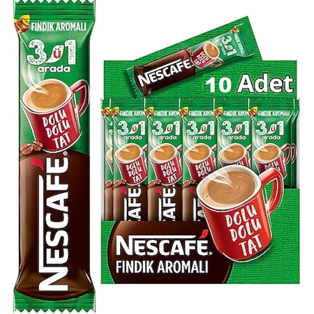 Nescafe 3Ü1 Arada Fındık Aromalı Kahve 17 Gr X 10 Adet