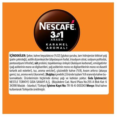 Nescafe 3Ü1 Arada Karamel Aromalı Kahve 17,6 Gr X 40 Adet